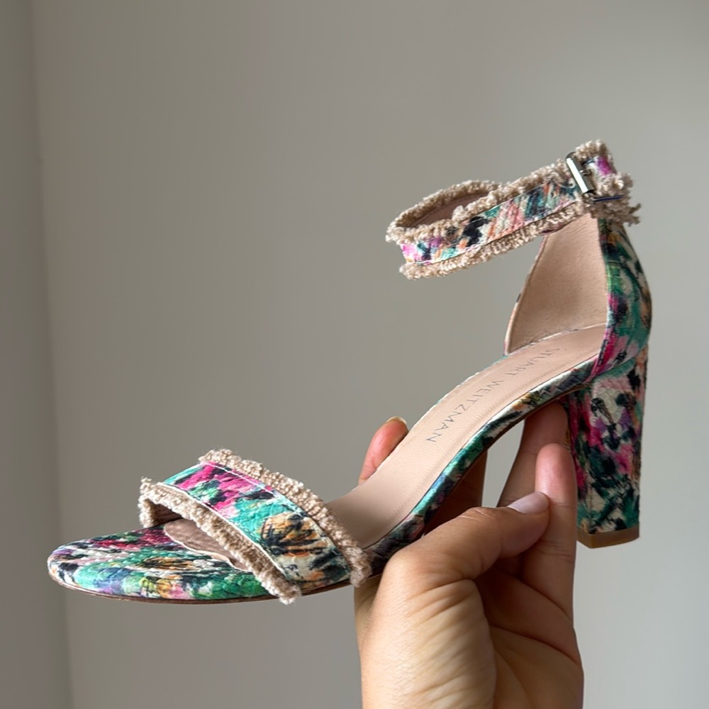 Stuart Weitzman Multi Floral City‎ Sandals Heels size 7.5 - Picture 8 of 15